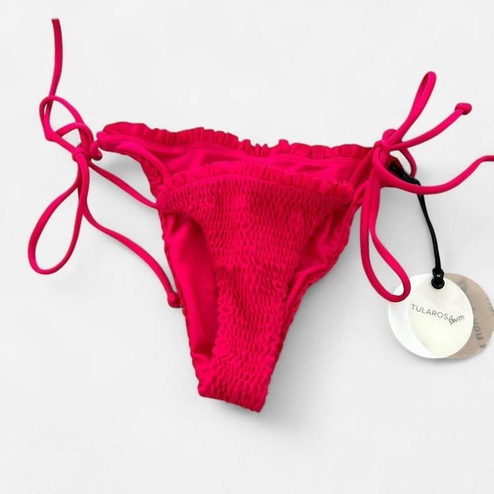 Revolve x Tularosa Lacey Magenta ruched tie side bikini Bottoms xxs NEW
